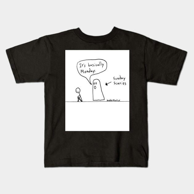 Sunday Ghost (white background) Kids T-Shirt by doodlesmarkus